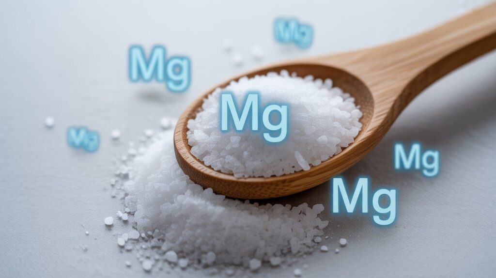 Sea salt crystals containing magnesium that support hydration, muscle relaxation, and overall wellness.Sea salt and magnesium